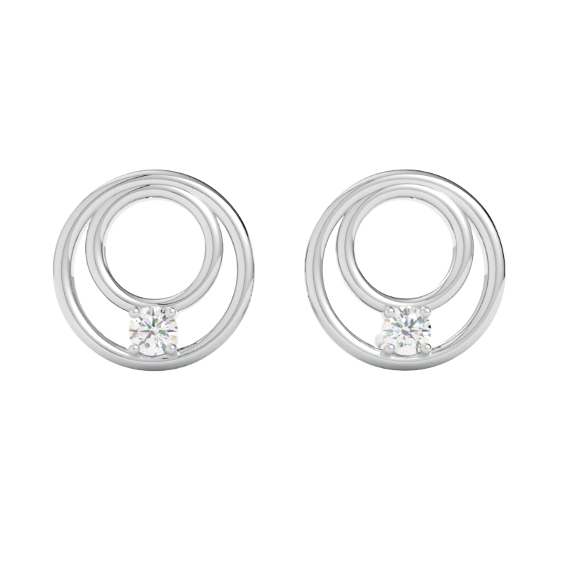 Kolczyki z diamentami Solis – złoto białe 585 – GOLDPORT